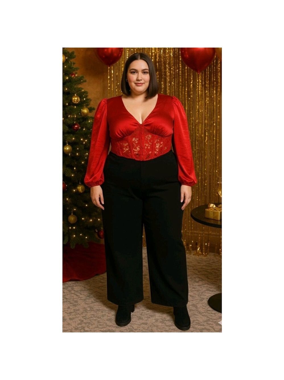 NEW Forever 21 Red Satin Corset Crop Top Plus Size 3X Holiday Party